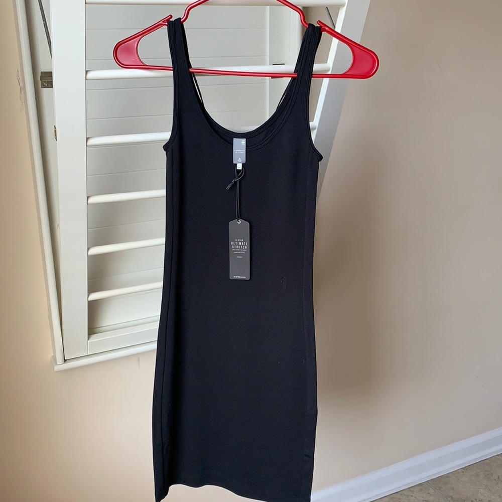 TWO black G-Star XS Ultimate Stretch Jersey Slim Long Tanktop Women’s Dresses